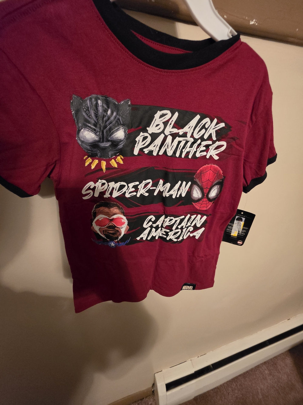 Marvel Kids Red Black Panther Spider-Man Captain America Tee